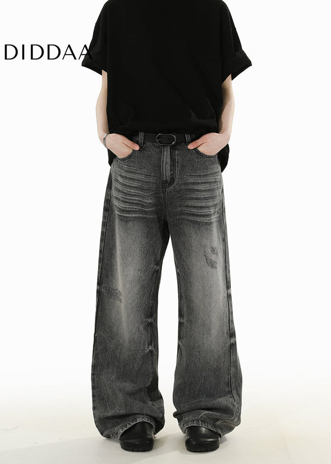 Smoke Grey Retro Loose Fit Jeans for Men and Women - Men’s Jeans