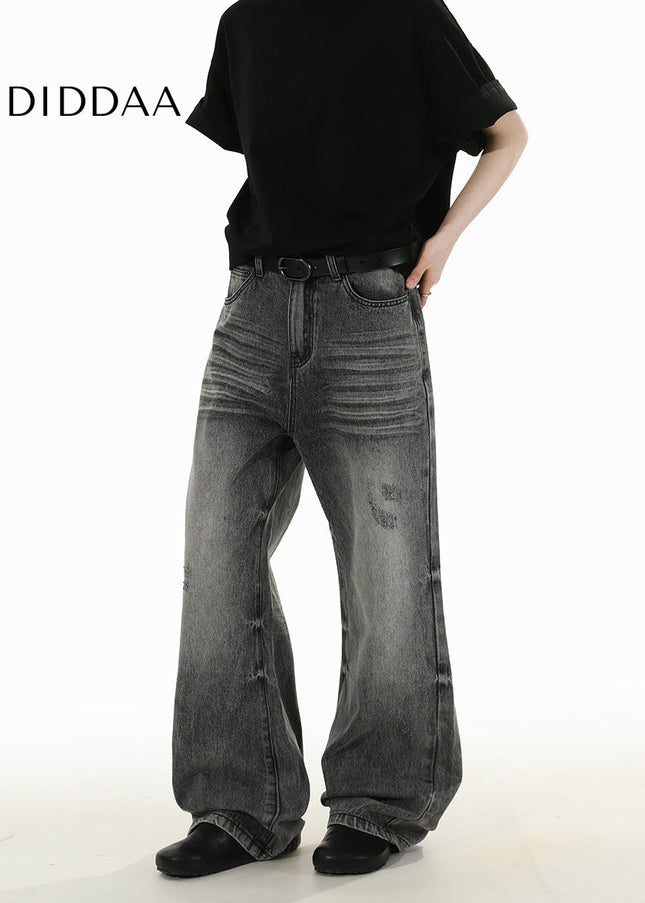 Smoke Grey Retro Loose Fit Jeans for Men and Women - Men’s Jeans