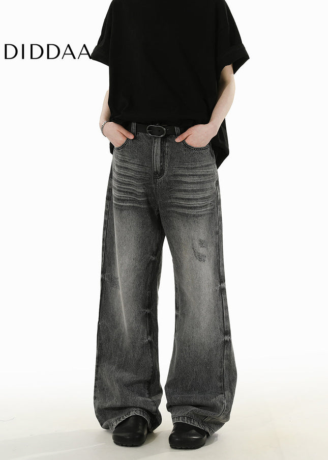 Smoke Grey Retro Loose Fit Jeans for Men and Women - Men’s Jeans