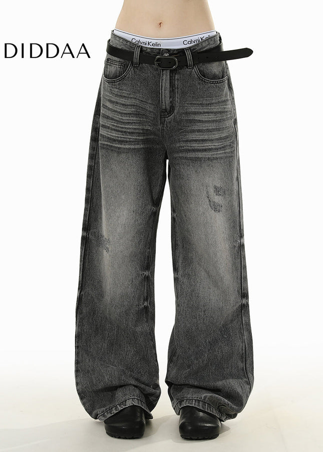 Smoke Grey Retro Loose Fit Jeans for Men and Women - Men’s Jeans