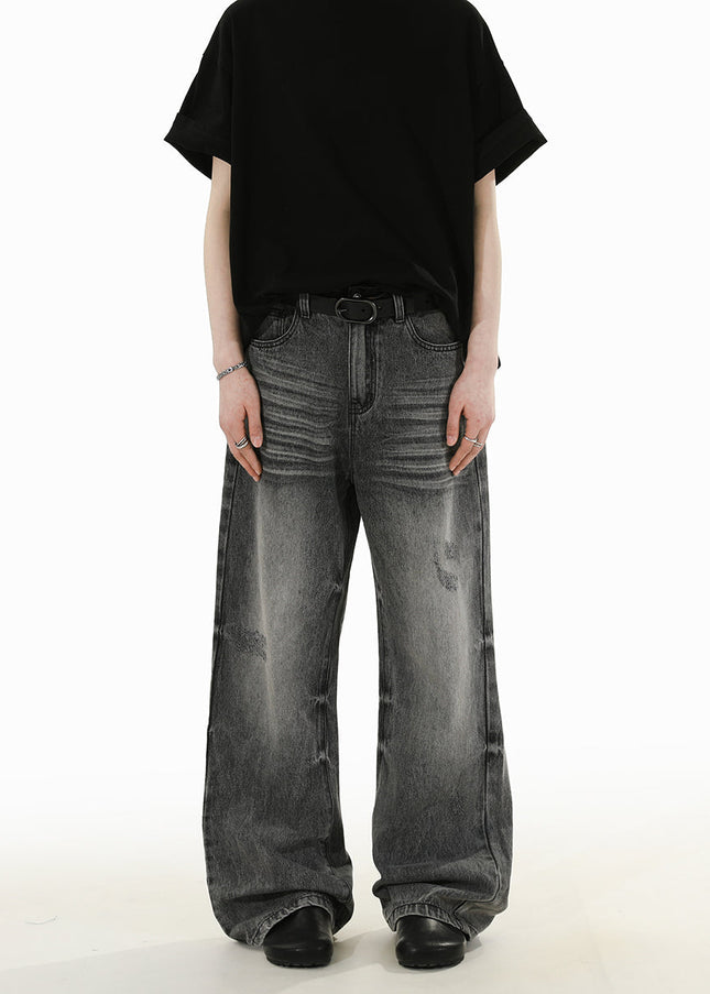 Smoke Grey Retro Loose Fit Jeans for Men and Women - S / Dark Blue - Men’s Jeans