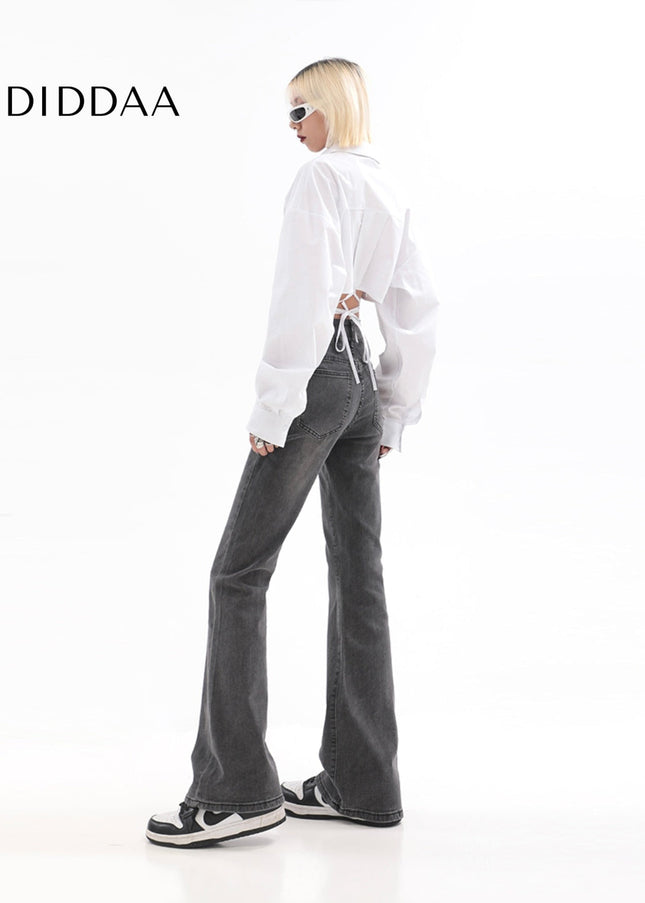 Smoky Gray High-Waisted Bootcut Jeans for Women - Women’s Jeans