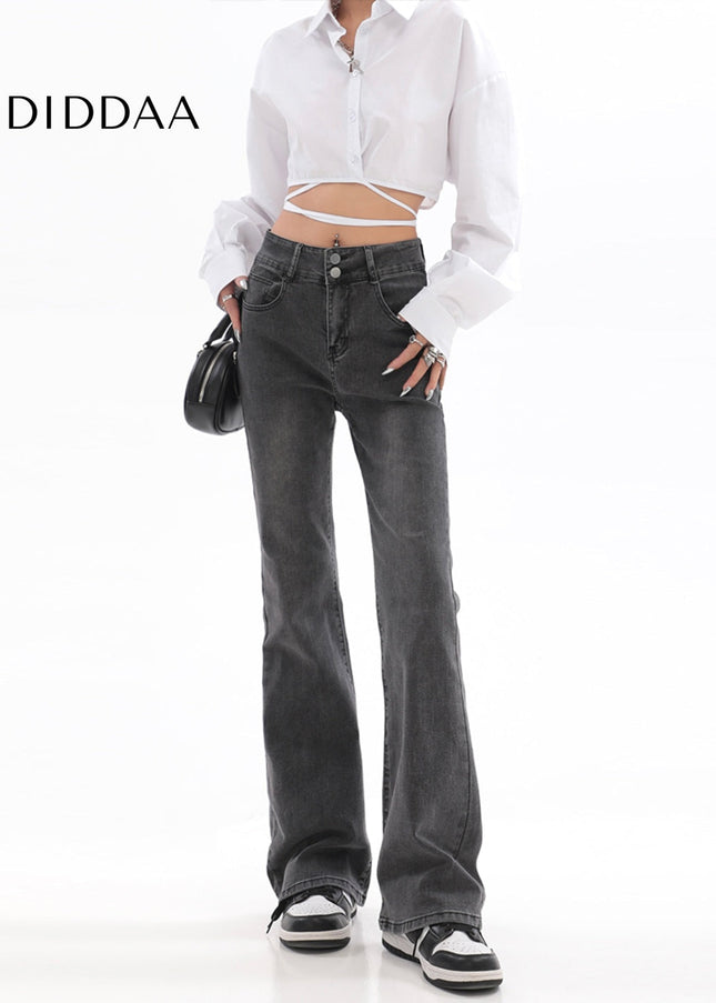 Smoky Gray High-Waisted Bootcut Jeans for Women - Women’s Jeans