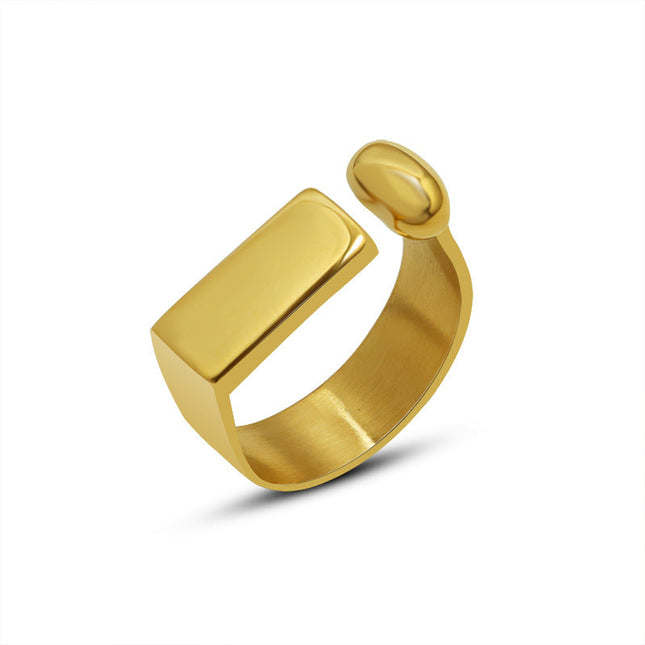 ins Japan and South Korea simple geometric ring female titanium steel 18k gold index finger ring ring open ring does not fade