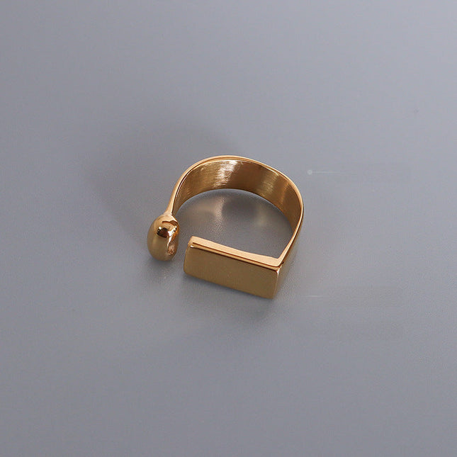 ins Japan and South Korea simple geometric ring female titanium steel 18k gold index finger ring ring open ring does not fade