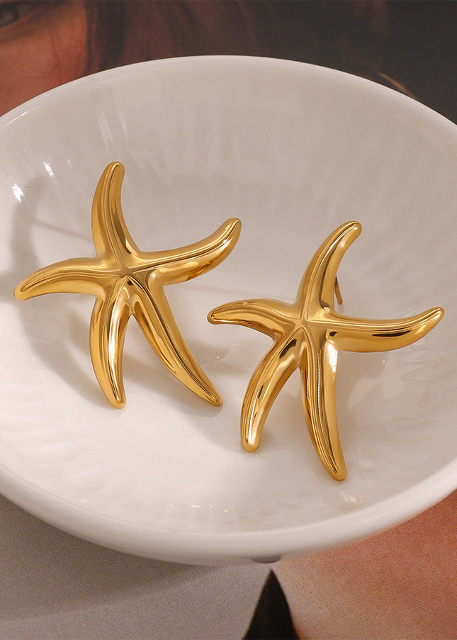 Jieding European and American stainless steel starfish earrings high-quality marine gold earrings titanium steel earrings cross-border earrings