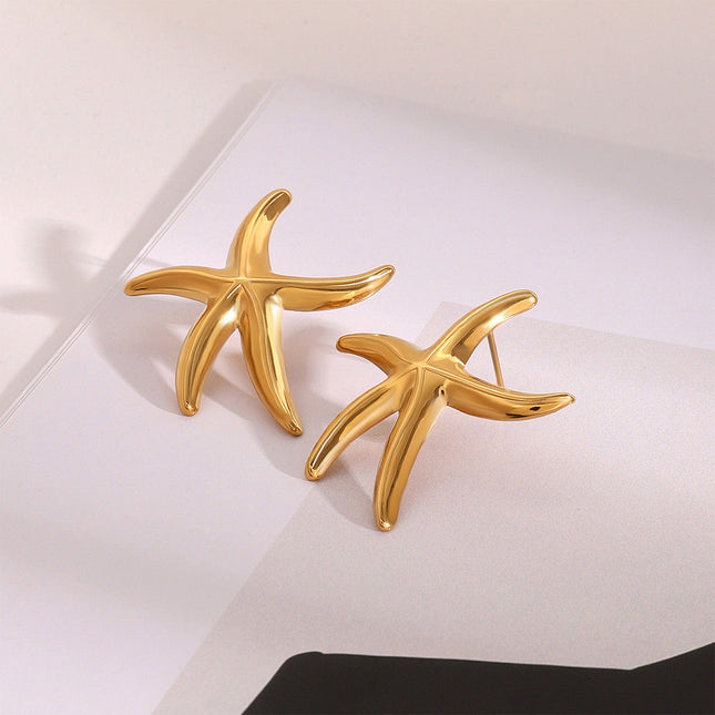Jieding European and American stainless steel starfish earrings high-quality marine gold earrings titanium steel earrings cross-border earrings
