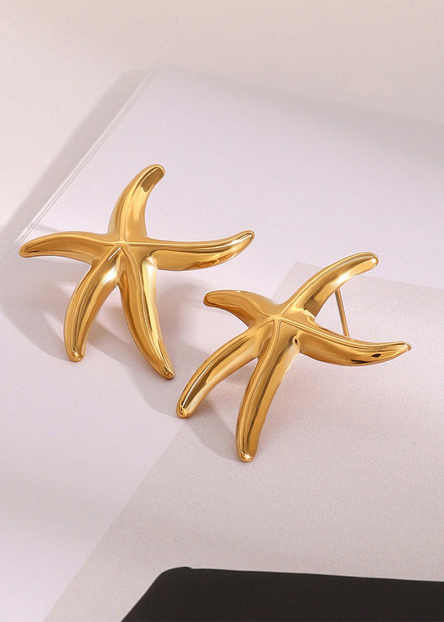Jieding European and American stainless steel starfish earrings high-quality marine gold earrings titanium steel earrings cross-border earrings