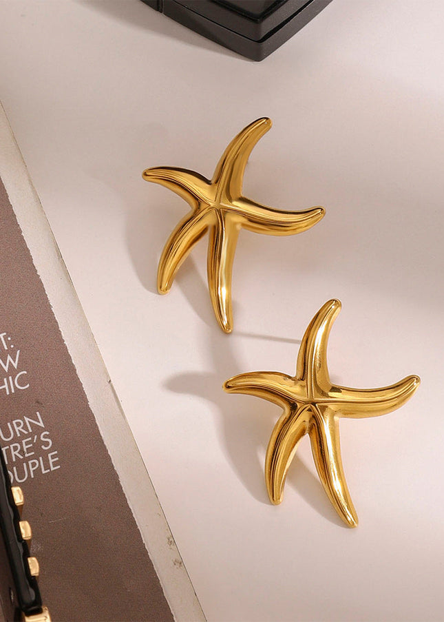 Jieding European and American stainless steel starfish earrings high-quality marine gold earrings titanium steel earrings cross-border earrings