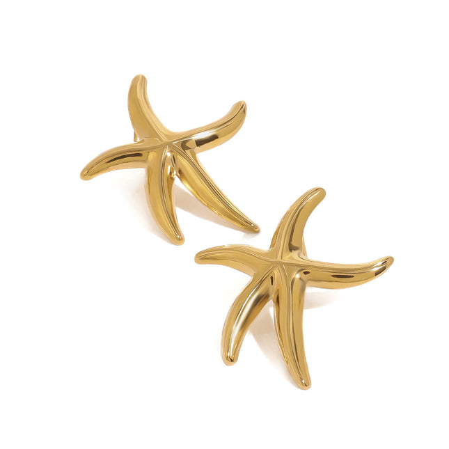 Jieding European and American stainless steel starfish earrings high-quality marine gold earrings titanium steel earrings cross-border earrings