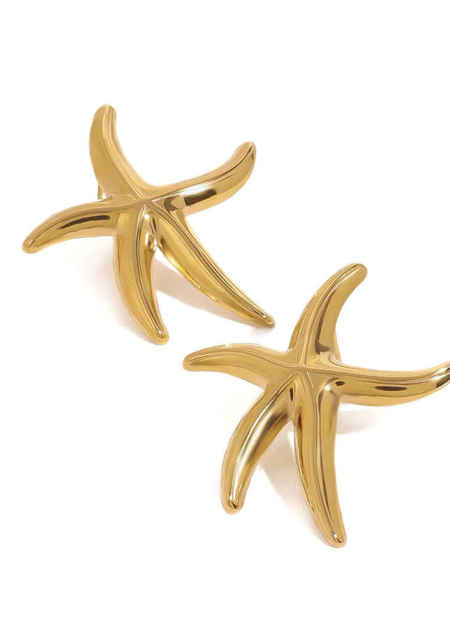 Jieding European and American stainless steel starfish earrings high-quality marine gold earrings titanium steel earrings cross-border earrings