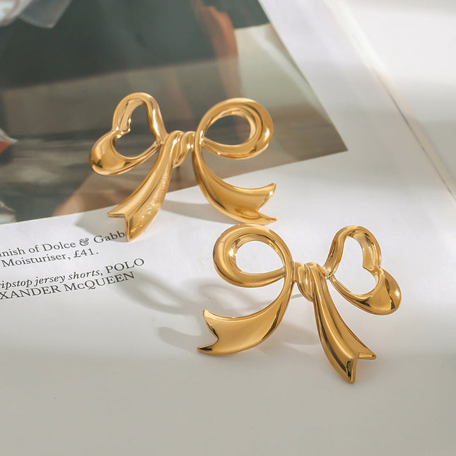 Jieding European and American bow titanium steel stud earrings stainless steel earrings light luxury high-end earrings cross-border earrings