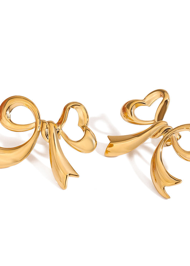 Jieding European and American bow titanium steel stud earrings stainless steel earrings light luxury high-end earrings cross-border earrings