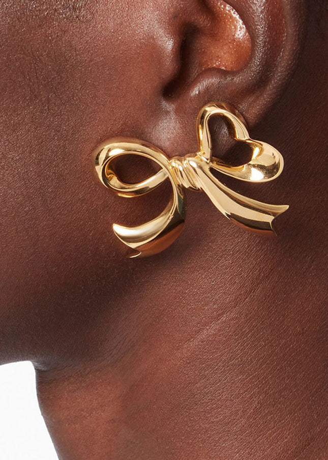 Jieding European and American bow titanium steel stud earrings stainless steel earrings light luxury high-end earrings cross-border earrings