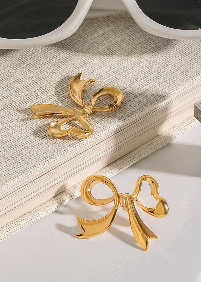 Jieding European and American bow titanium steel stud earrings stainless steel earrings light luxury high-end earrings cross-border earrings