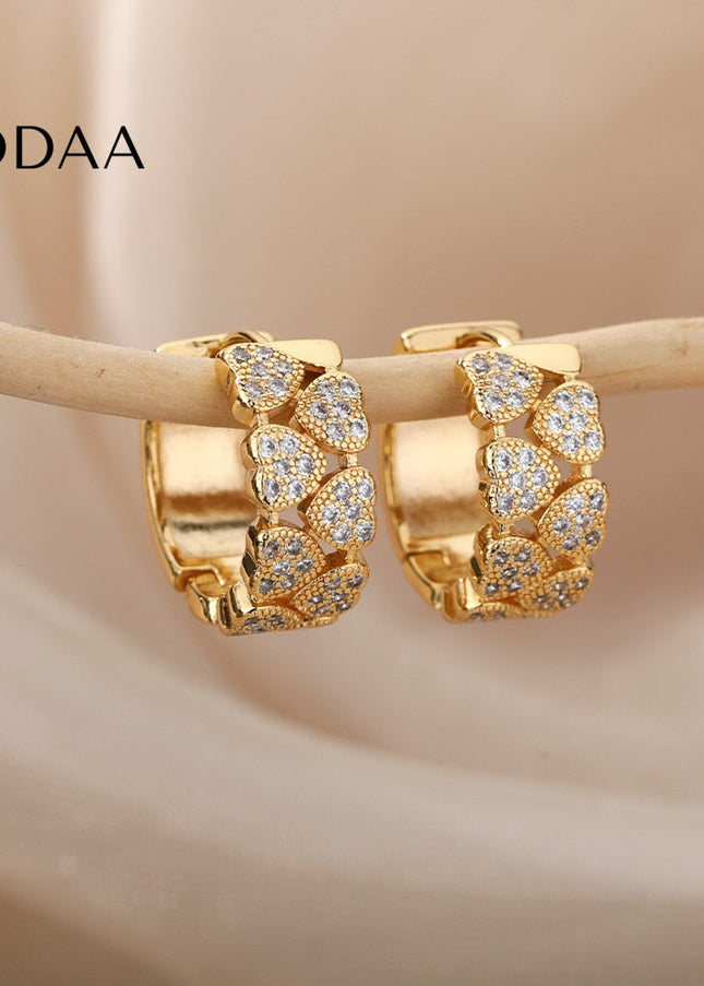 Sommes Earrings | Gold Zirconia Thick Hoop Earrings - Earrings