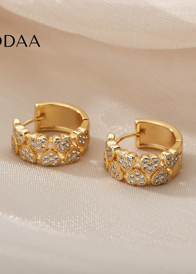 Sommes Earrings | Gold Zirconia Thick Hoop Earrings - Earrings