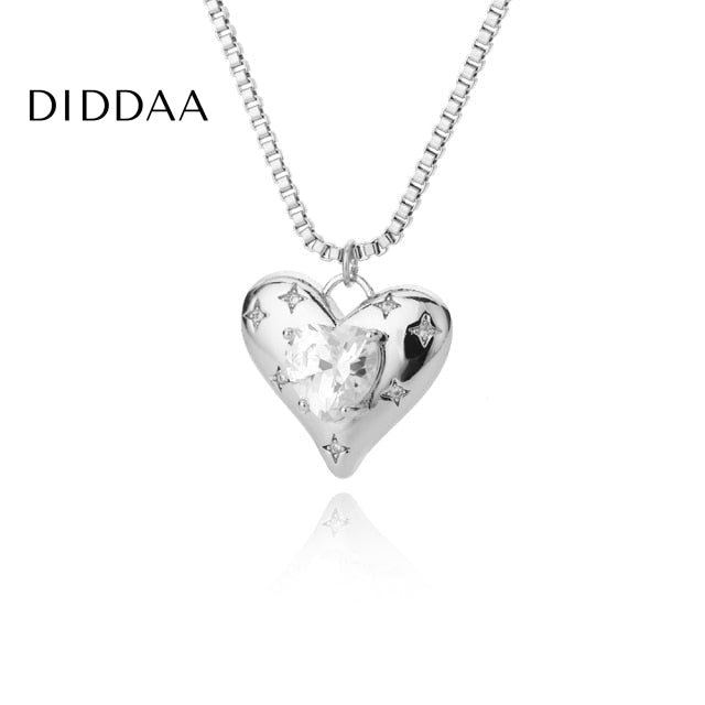 Sont Pendant Necklace | Gold Zirconia Love Heart Chain - Necklaces