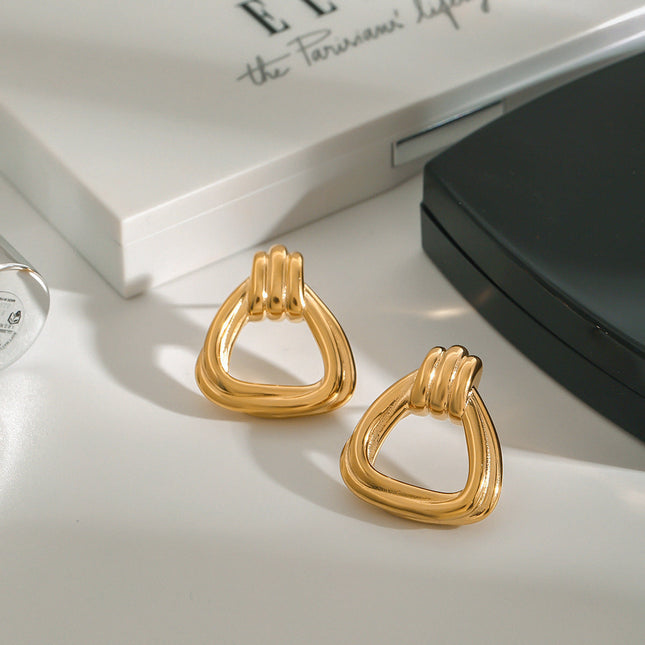 Jieding European and American titanium steel stud earrings, light luxury, high-end earrings, non-fading earrings, stainless steel earrings, cross-border