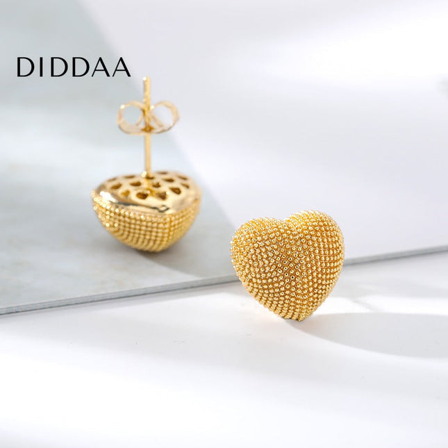 Soul Earrings | Gold Thick Heart Stud Earrings - Earrings