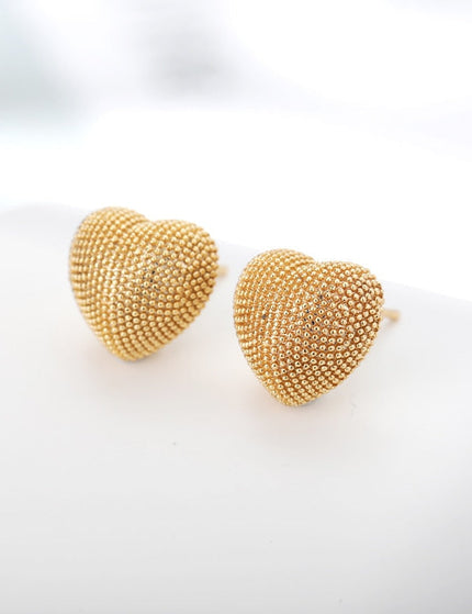 Soul Earrings | Gold Thick Heart Stud Earrings - Gold - Earrings