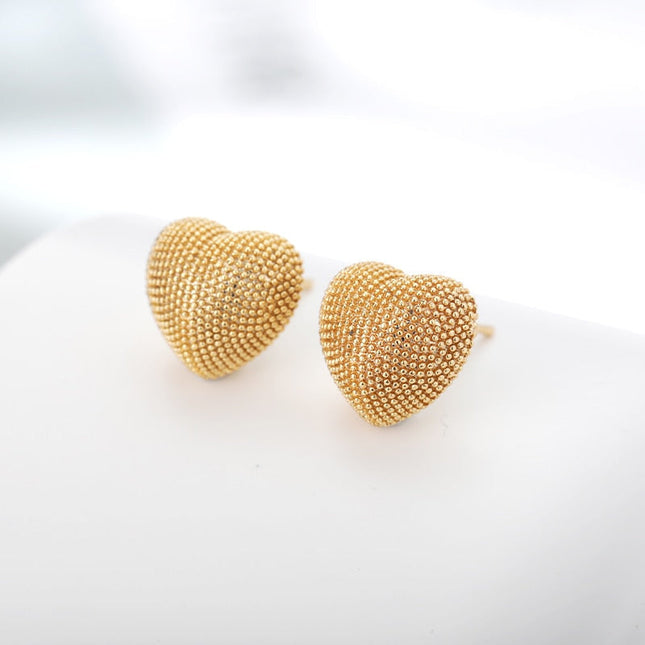 Soul Earrings | Gold Thick Heart Stud Earrings - Gold - Earrings