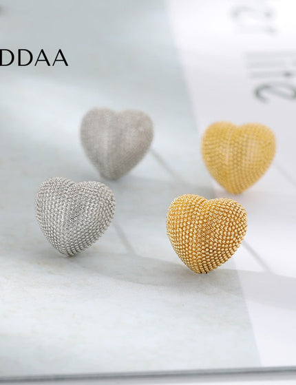 Soul Earrings | Gold Thick Heart Stud Earrings - Silver - Earrings
