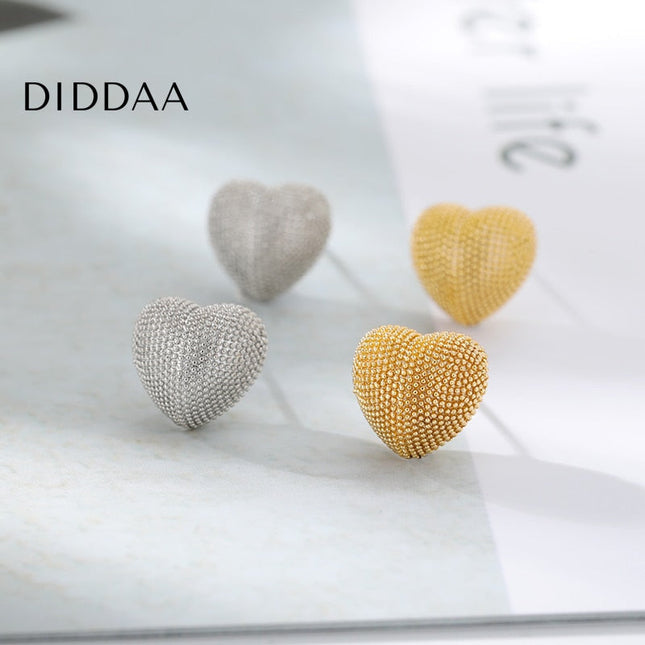 Soul Earrings | Gold Thick Heart Stud Earrings - Silver - Earrings