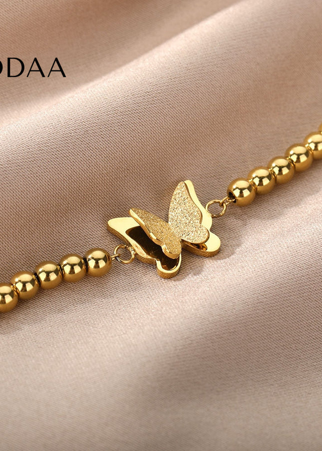 Soule Bracelet | Gold Beaded Butterfly Women’s Bracelet - Gold - Bracelets