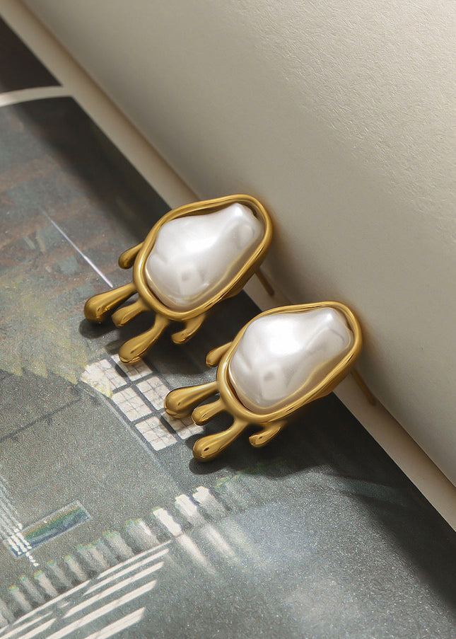 Jieding European and American stainless steel pearl earrings, stud earrings, light luxury, high-end earrings, non-fading, cross-border earrings