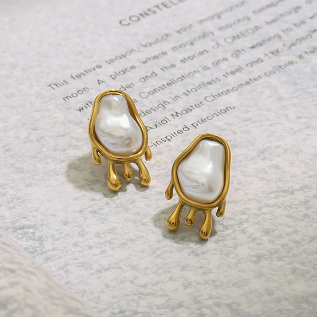 Jieding European and American stainless steel pearl earrings, stud earrings, light luxury, high-end earrings, non-fading, cross-border earrings