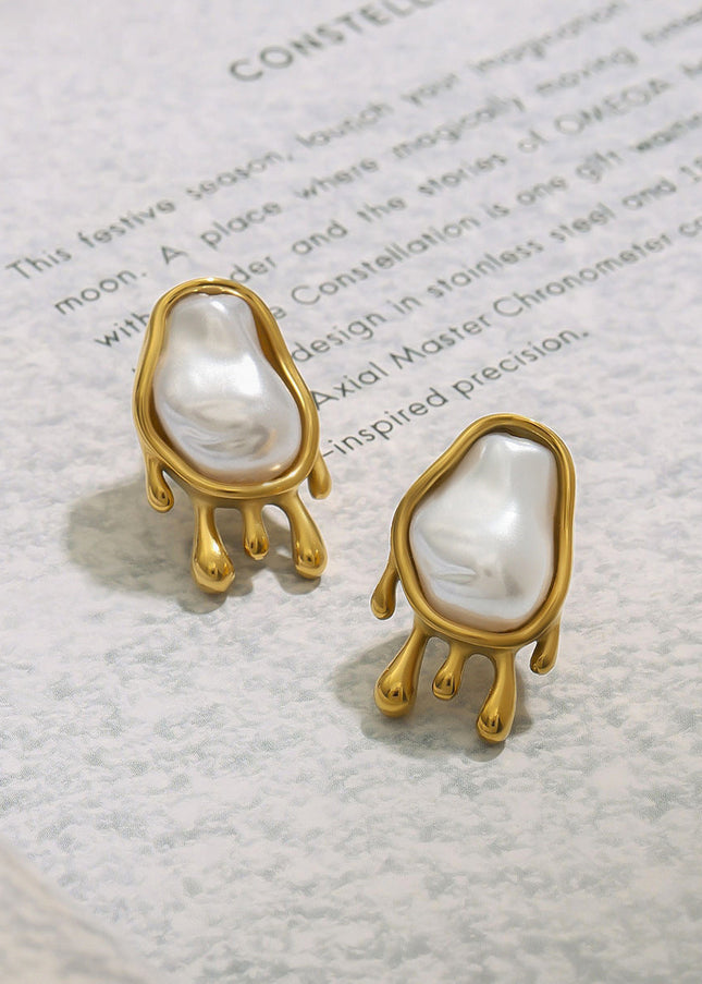 Jieding European and American stainless steel pearl earrings, stud earrings, light luxury, high-end earrings, non-fading, cross-border earrings