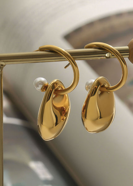 Jieding European and American titanium steel earrings, light luxury, high-end earrings, stainless steel earrings, non-fading, 18k gold jewelry cross-border