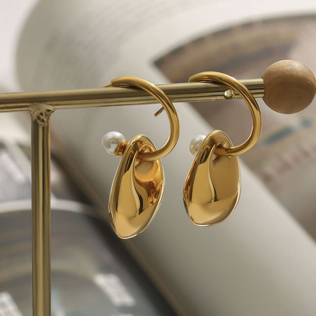 Jieding European and American titanium steel earrings, light luxury, high-end earrings, stainless steel earrings, non-fading, 18k gold jewelry cross-border