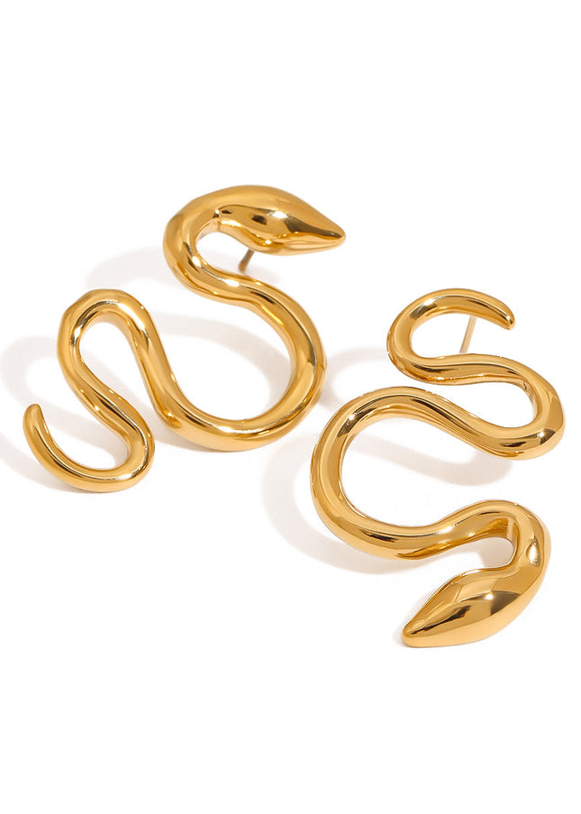 Jieding European and American stainless steel snake stud earrings, light luxury, high-end earrings, non-fading, titanium steel jewelry, cross-border earrings