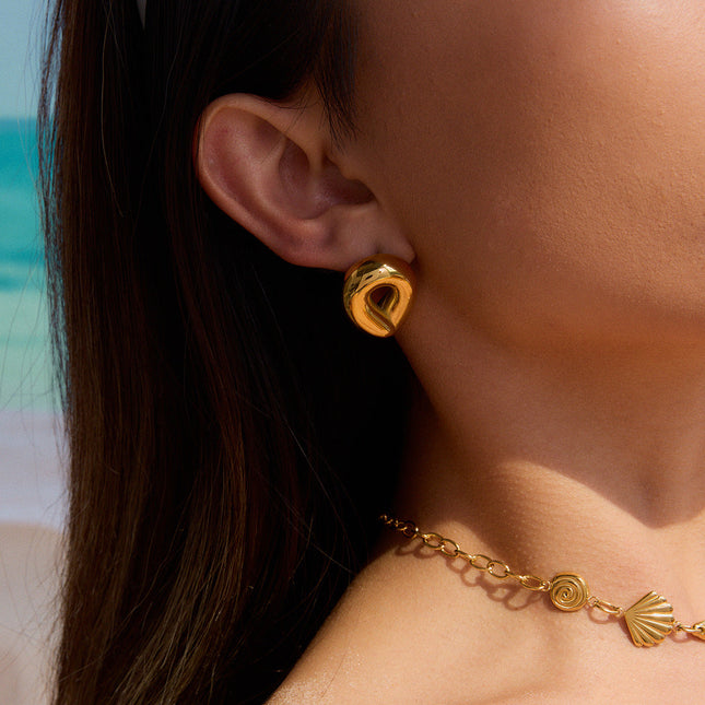 Jieding European and American stainless steel stud earrings earrings design sense niche earrings titanium steel jewelry cross-border earrings vacation