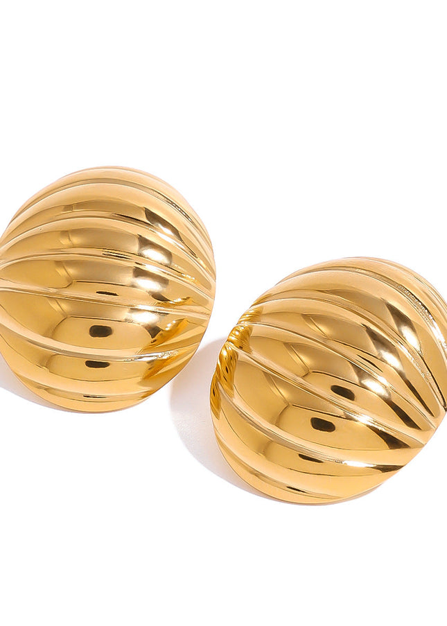 Jieding European and American stainless steel oval rib concave and convex chubby earrings light luxury texture earrings high-end earrings women