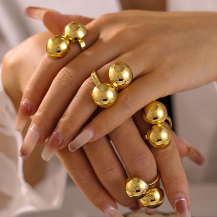 Cross-border European and American style gold round diamond ring, exaggerated opening design, copper material, 18k gold plated trend jewelry