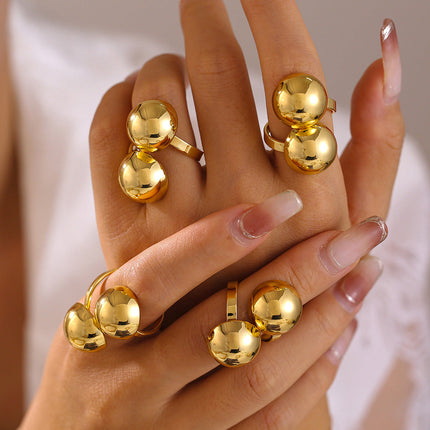 Cross-border European and American style gold round diamond ring, exaggerated opening design, copper material, 18k gold plated trend jewelry