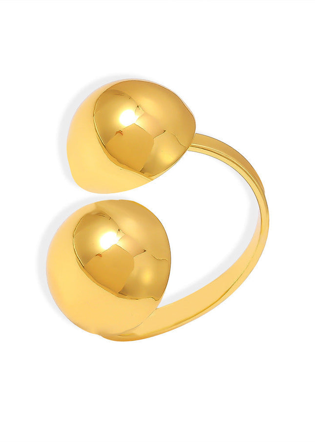 Cross-border European and American style gold round diamond ring, exaggerated opening design, copper material, 18k gold plated trend jewelry