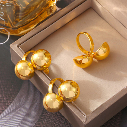 Cross-border European and American style gold round diamond ring, exaggerated opening design, copper material, 18k gold plated trend jewelry