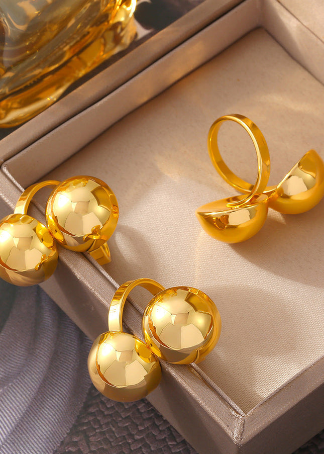 Cross-border European and American style gold round diamond ring, exaggerated opening design, copper material, 18k gold plated trend jewelry