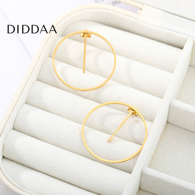 Statement Earrings | Gold Large Circular Drop Earrings - Earrings