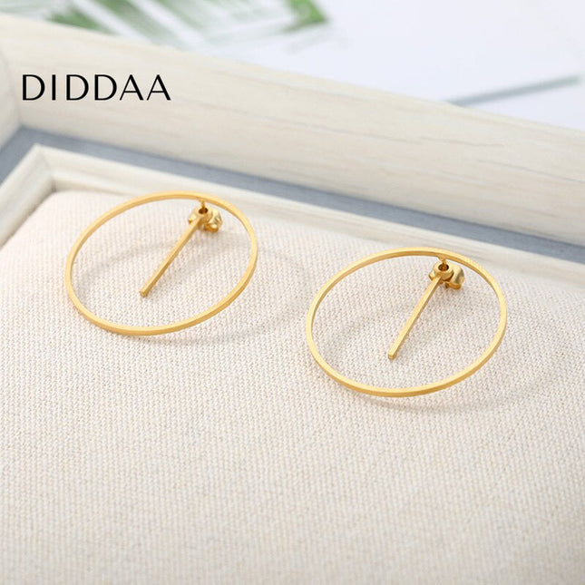 Statement Earrings | Gold Large Circular Drop Earrings - Earrings
