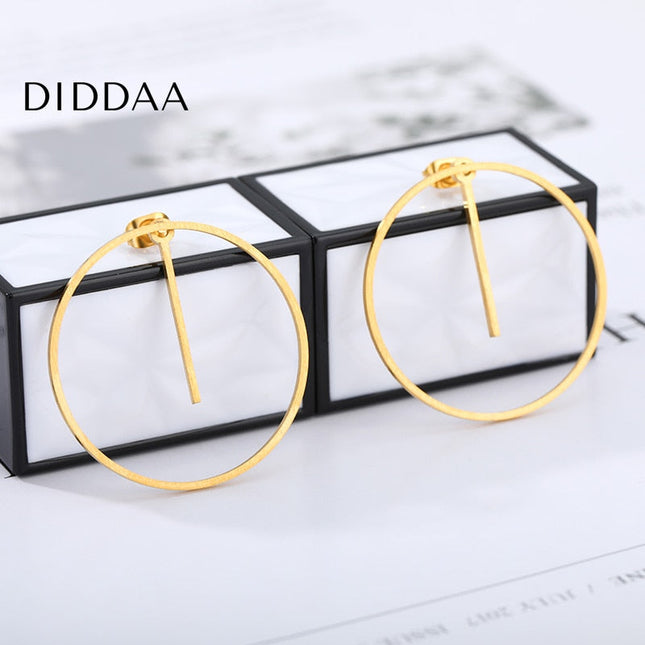 Statement Earrings | Gold Large Circular Drop Earrings - Earrings