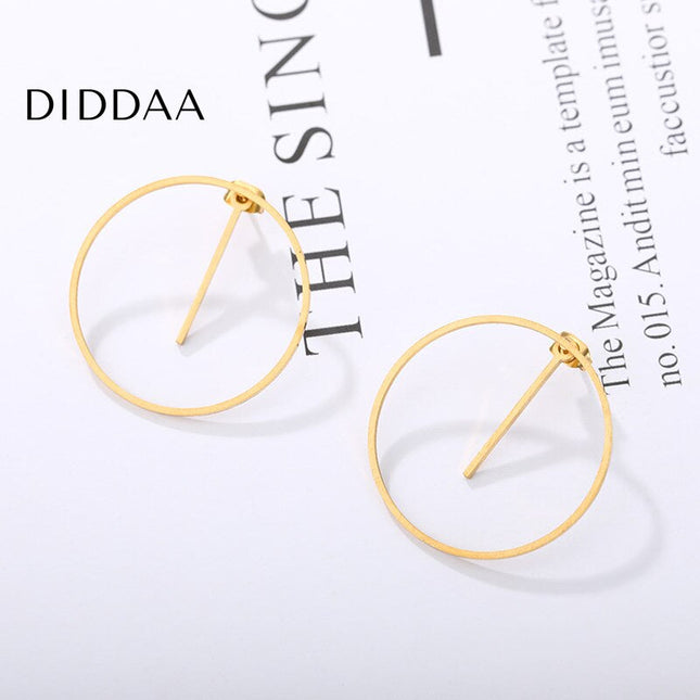 Statement Earrings | Gold Large Circular Drop Earrings - Earrings