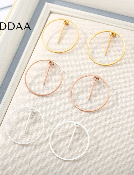 Statement Earrings | Gold Large Circular Drop Earrings - Silver - Earrings