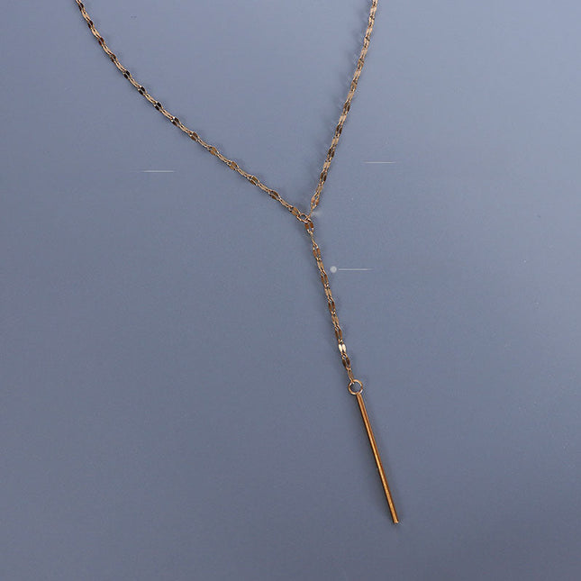 Marka: French Y-shaped necklace, short necklace with tassels, collarbone necklace, titanium steel, 18k gold, P529