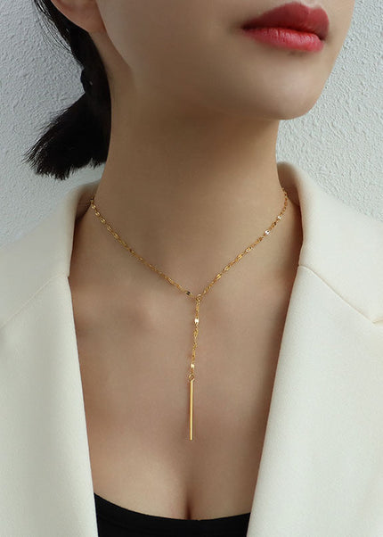 Marka: French Y-shaped necklace, short necklace with tassels, collarbone necklace, titanium steel, 18k gold, P529