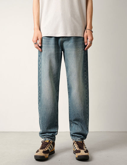 Stone-Washed Versatile Micro-Taper Straight-Leg Jeans - 28 / Mid Blue - Men’s Jeans